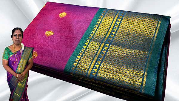 Kanchi Semi Real Silk Saree - Magenta