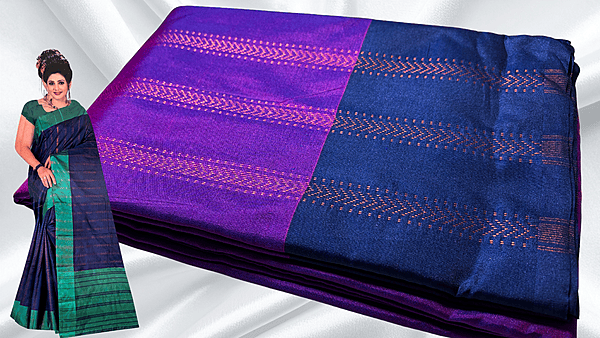 Aarni Pattu Line Jari Saree - Purple & Navy