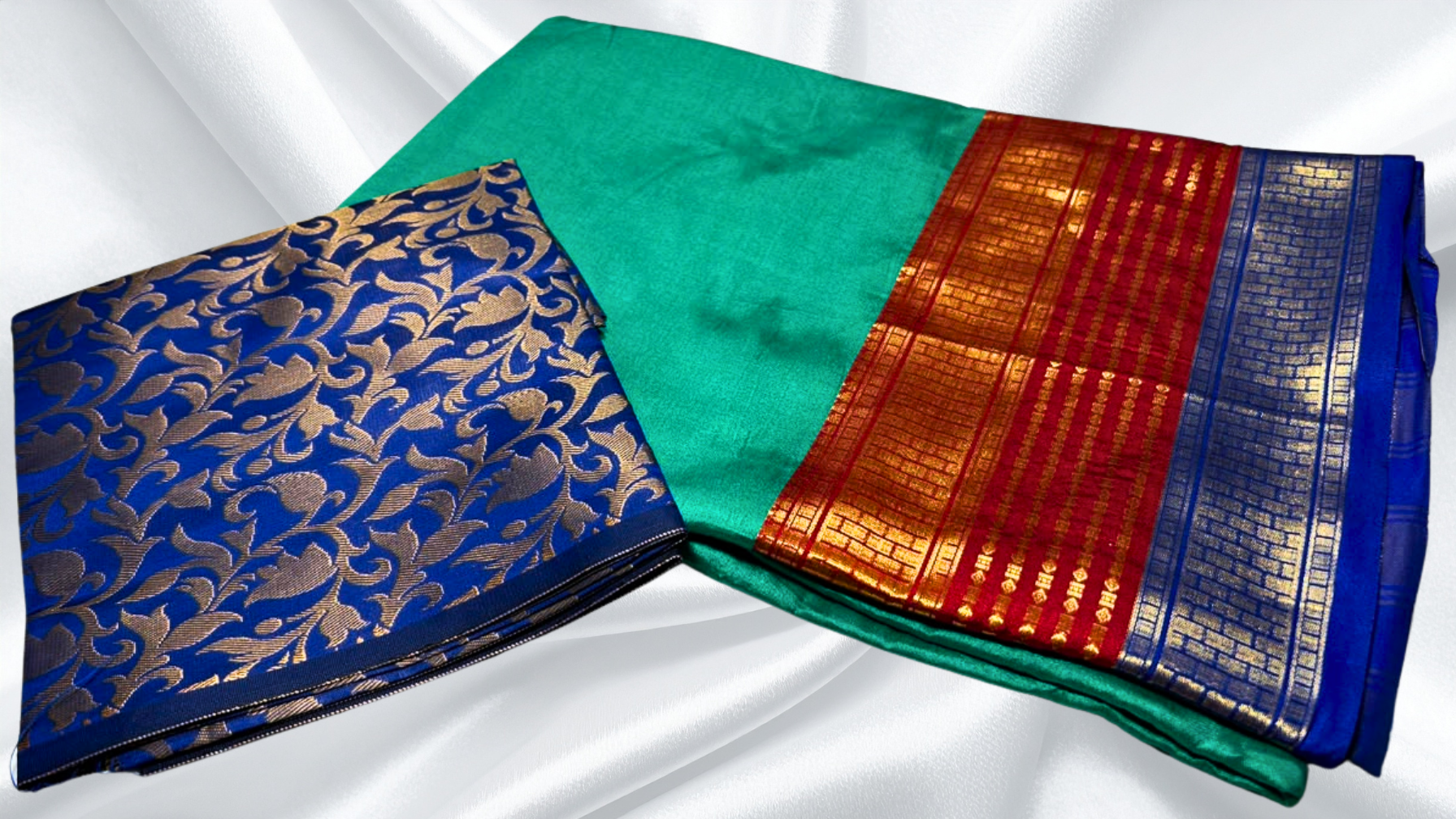 Fancy Look Stunning Saree - Rexona & Ink Blue