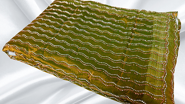 Space Silk Designer Stone PVC Saree - Green