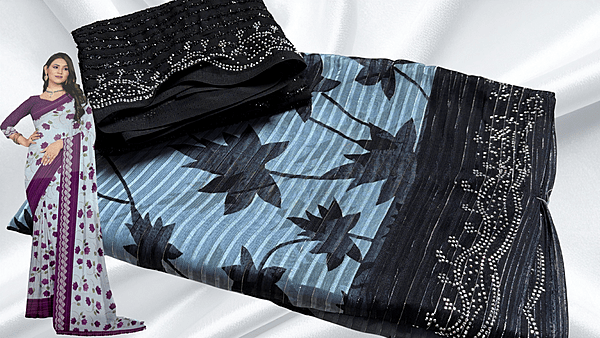 High Level Soft Sirkosi Work Saree - Black
