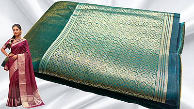Good Look Fancy Silk Saree - Blue Green Good Look Fancy Silk Saree - Blue Green