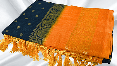Red Label Chiffon Soft Foil Saree - Pine Green & Mango Red Label Chiffon Soft Foil Saree - Pine Green & Mango