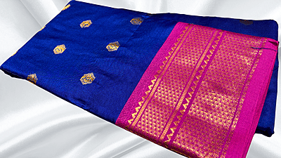 Gold Kanchi Semi Silk Saree - Ink Blue Gold Kanchi Semi Silk Saree - Ink Blue