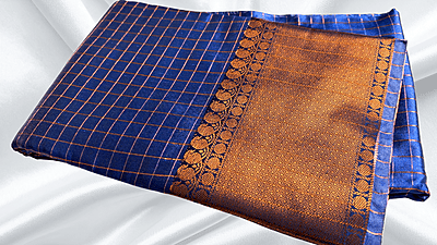 Fancy Sun Rise Copper Jari Saree - Dark Blue Fancy Sun Rise Copper Jari Saree - Dark Blue