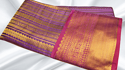Kanchi Silk Gold Jari Saree - Lavendar