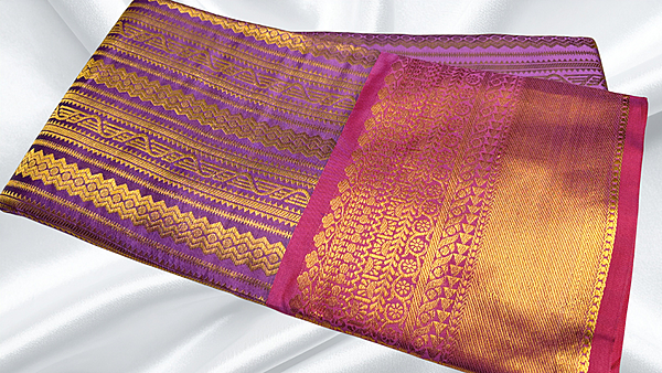 Kanchi Silk Gold Jari Saree - Lavendar