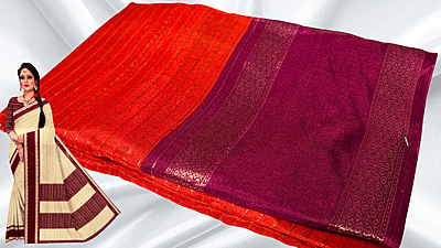 Googal Soft Jari Fancy Silk Saree - Rusty Orange Googal Soft Jari Fancy Silk Saree - Rusty Orange