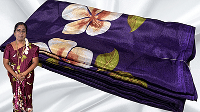 Fini Soft Flower Turkey Silk Saree - Purple Fini Soft Flower Turkey Silk Saree - Purple