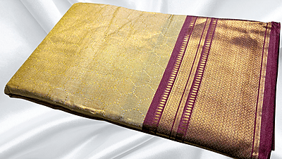 Bingo Gold Tissue Jari Silk Saree - Dark Plum Bingo Gold Tissue Jari Silk Saree - Dark Plum