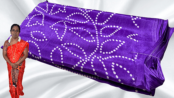 Fini Soft Ajrak Saree - Purple