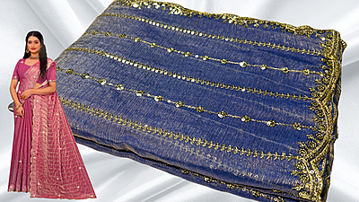 PVR Space Silk Designer Saree - Blue PVR Space Silk Designer Saree - Blue