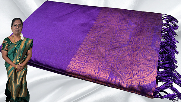 Bentex Border Kanchi Silk Saree - Purple