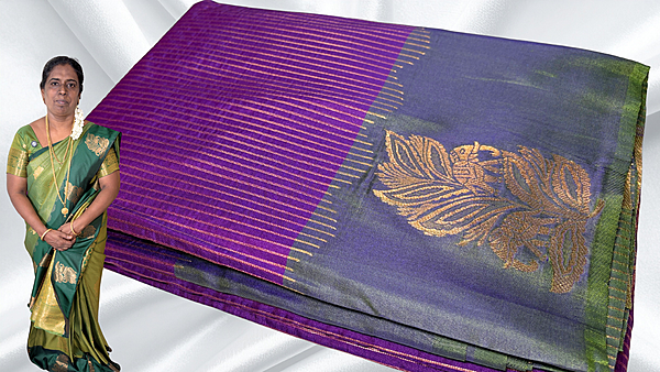 Radhika Soft Silk Line Jari Saree - Purple