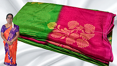 Fini Soft Turkey Line Silk Saree - Parrot Green Fini Soft Turkey Line Silk Saree - Parrot Green