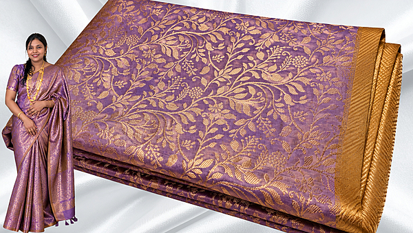 Aparajita Floral Silk Jari Saree - Lavendar