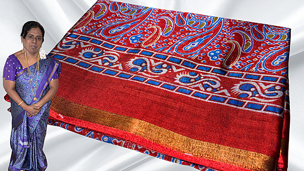 Mal Soft Cotton Gold Border Saree - Red