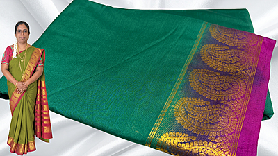 Mysore Soft Gold Silk Jari Saree - Pine Green Mysore Soft Gold Silk Jari Saree - Pine Green