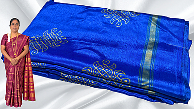 Fini Soft Turkey Kolam Saree - Royal Blue Fini Soft Turkey Kolam Saree - Royal Blue