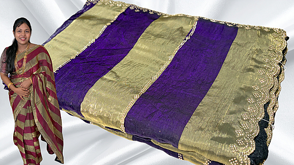 ITC Fancy Stone Work Dual Saree - Purple