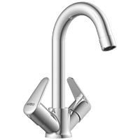AL-1415 Center Hole Basin Mixer With Swinging Spout With Braided Hoses (Table Mounted Model)