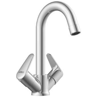 AL-1415 Center Hole Basin Mixer With Swinging Spout With Braided Hoses (Table Mounted Model)