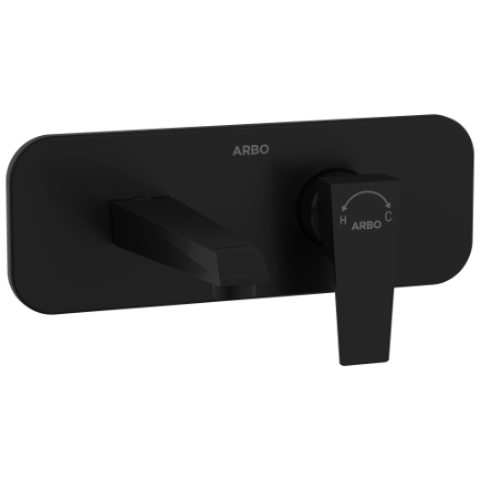 LV-MB-2067 Exposed Part Kit For Single Lever Basin Mixer Wall Mounted With Consisting Of Operative Lever, Basin Spout & Wall Flange (Matt Black)