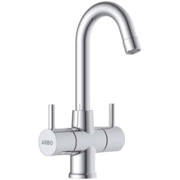 LX-1315 Center Hole Basin Mixer With Swinging Spout With Braided Hoses (Table Mounted Model)