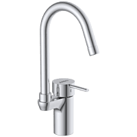 LX-1342 Single Lever Basin Mixer With Swinging Spout With Braided Hoses (Table Mounted Model)