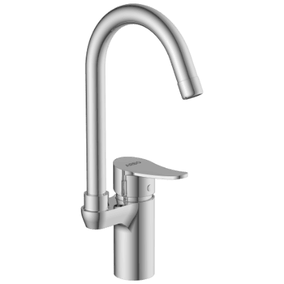 PR-2142 Single Lever Basin Mixer With Swinging Spout With Braided Hoses (Table Mounted Model)