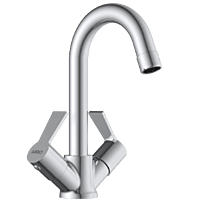 RL-4615 Center Hole Basin Mixer With Swinging Spout With Braided Hoses (Table Mounted Model)