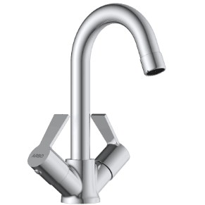 RL-4615 Center Hole Basin Mixer With Swinging Spout With Braided Hoses (Table Mounted Model)