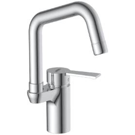 RL-4642 Single Lever Basin Mixer With Swinging Spout With Braided Hoses (Table Mounted Model)