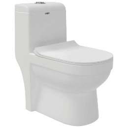 OPC-27211PP Lexus Siphonic One Piece Closet S Trap (9" Inch) With Soft Close Seat Cover With Hinges, Fixing Accessories Set and Accessories Set, Cistern Fittings