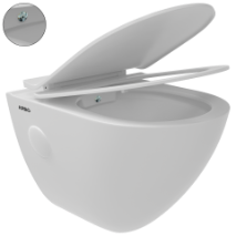 WHC-18321JPP Elite Rimless Wall Hung Closet With In Buit Jet, Soft Close Seat Cover, Hinges, Accessories Set