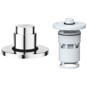 UPR-01 Exposed Part Kit Of Forged Metropole WC Flush Valve With Fitting Sleeve With Operating Lever, Round Wall Flange & Cartridge (Silver)