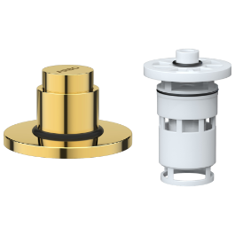 UPR-GG-01 Exposed Part Kit Of Forged Metropole WC Flush Valve With Fitting Sleeve With Operating Lever, Round Wall Flange & Cartridge (Glossy Gold)