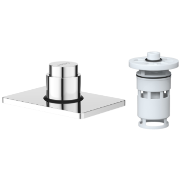 UPS-02 Exposed Part Kit Of Forged Metropole WC Flush Valve With Fitting Sleeve With Operating Lever, Square Wall Flange & Cartridge (Silver)