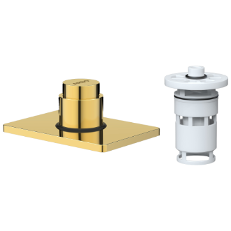 UPS-GG-02 Exposed Part Kit Of Forged Metropole WC Flush Valve With Fitting Sleeve With Operating Lever, Square Wall Flange & Cartridge (Glossy Gold)