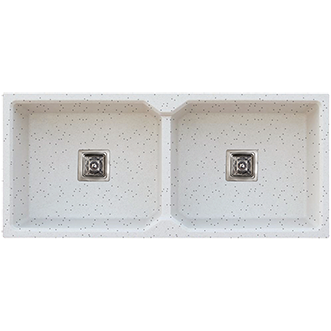 QS-77 Double Bowl Kitchen Sink 37" x 18" x 10" Inch Quartz Snow Sand