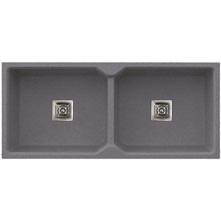 QS-74 Double Bowl Kitchen Sink 37" x 18" x 10" Inch Quartz Grey