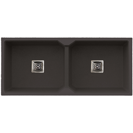 QS-75 Double Bowl Kitchen Sink 37" x 18" x 10" Inch Quartz Black