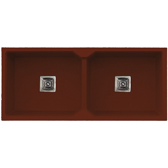 QS-76 Double Bowl Kitchen Sink 37" x 18" x 10" Inch Quartz Brown