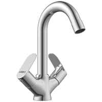 SL-2615 Center Hole Basin Mixer With Swinging Spout With Braided Hoses (Table Mounted Model)