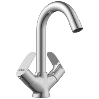 SL-2615 Center Hole Basin Mixer With Swinging Spout With Braided Hoses (Table Mounted Model)