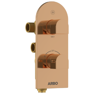 DVT-RG-5610 2 Inlet 3 Outlet Thermostatic Diverter Body With Upper Part Set (Rose Gold)