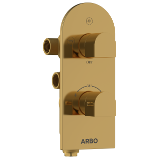 DVT-GG-5610 2 Inlet 3 Outlet Thermostatic Diverter Body With Upper Part Set (Glossy Gold)