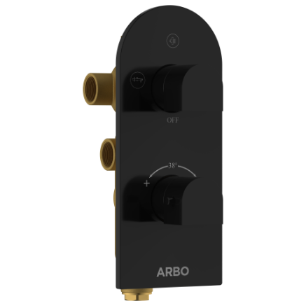 DVT-MB-5610 2 Inlet 3 Outlet Thermostatic Diverter Body With Upper Part Set (Matt Black)