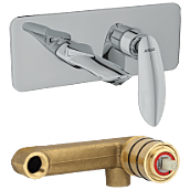 Kia Concealed Body For Single Lever Basin Mixer Wall Mounted With Exposed Part Kit, Consisting Of Operative Lever, Basin Spout & Wall Flange