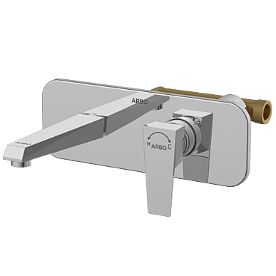 Lavish Concealed Body For Single Lever Basin Mixer Wall Mounted With Exposed Part Kit, Consisting Of Operative Lever, Basin Spout & Wall Flange